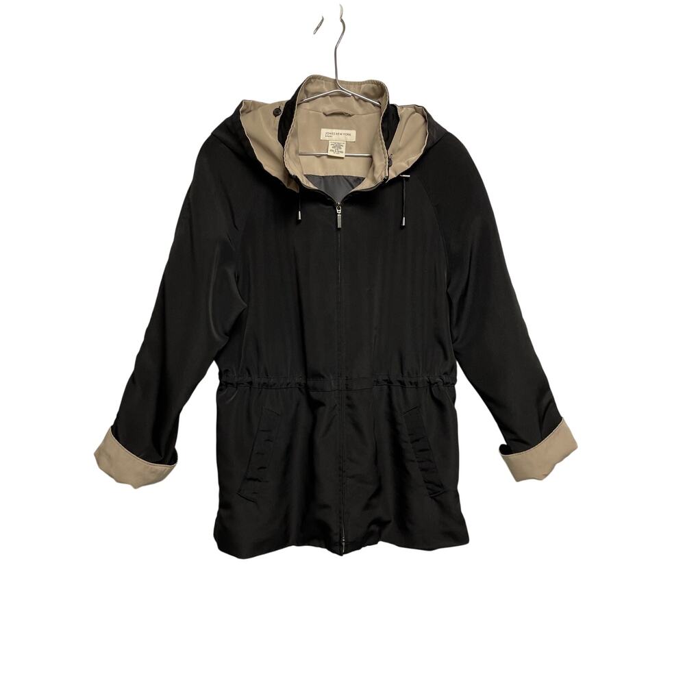 Jones New York Black And Tan Lightweight Women's Rain Coat Jacket - Size XL - Picture 1 of 12